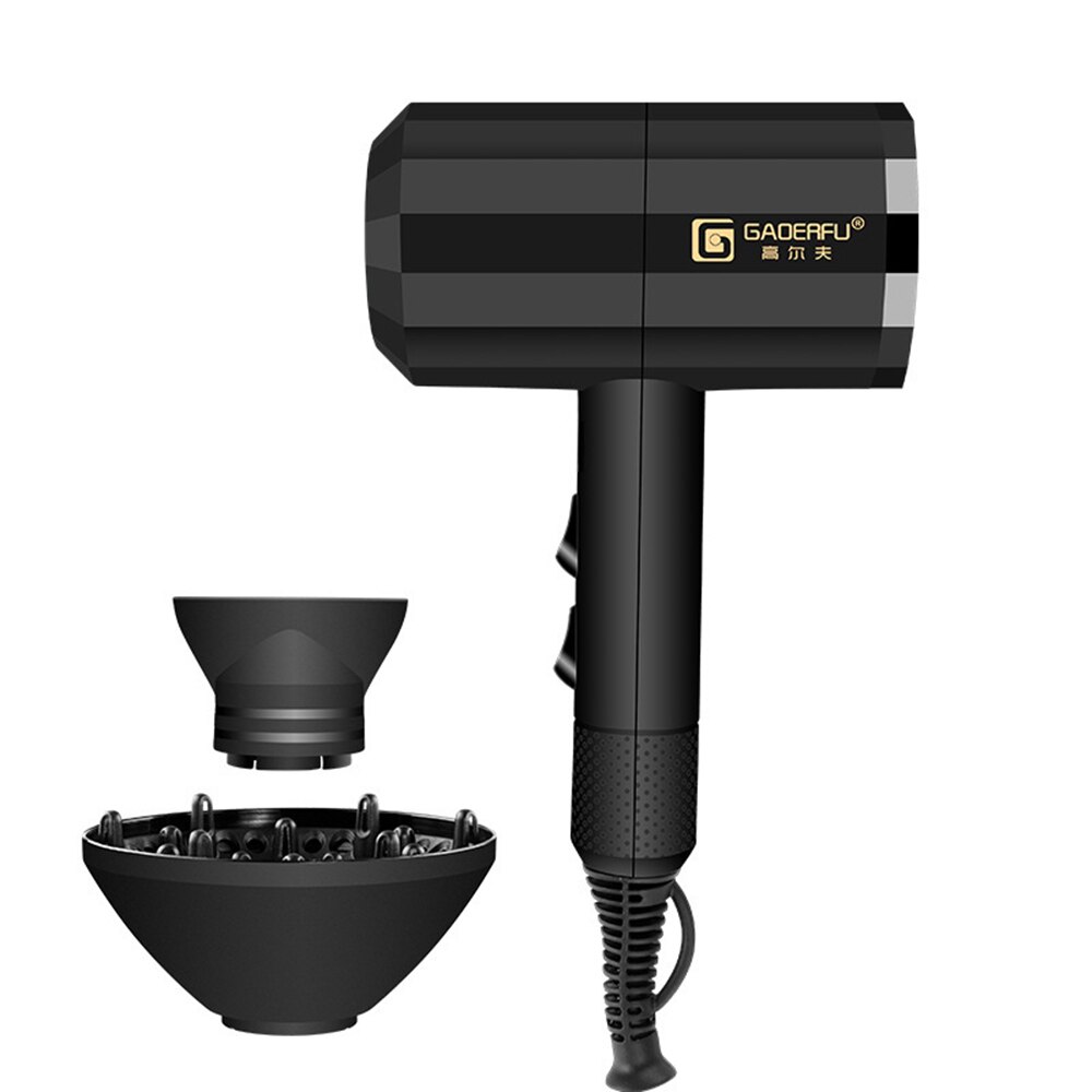 Föhn 2000W Haar Föhn Diffuser Concentrator Bijlagen Anion Professinal Snel Droog Draagbare Reizen Blow Hairdrye: Black