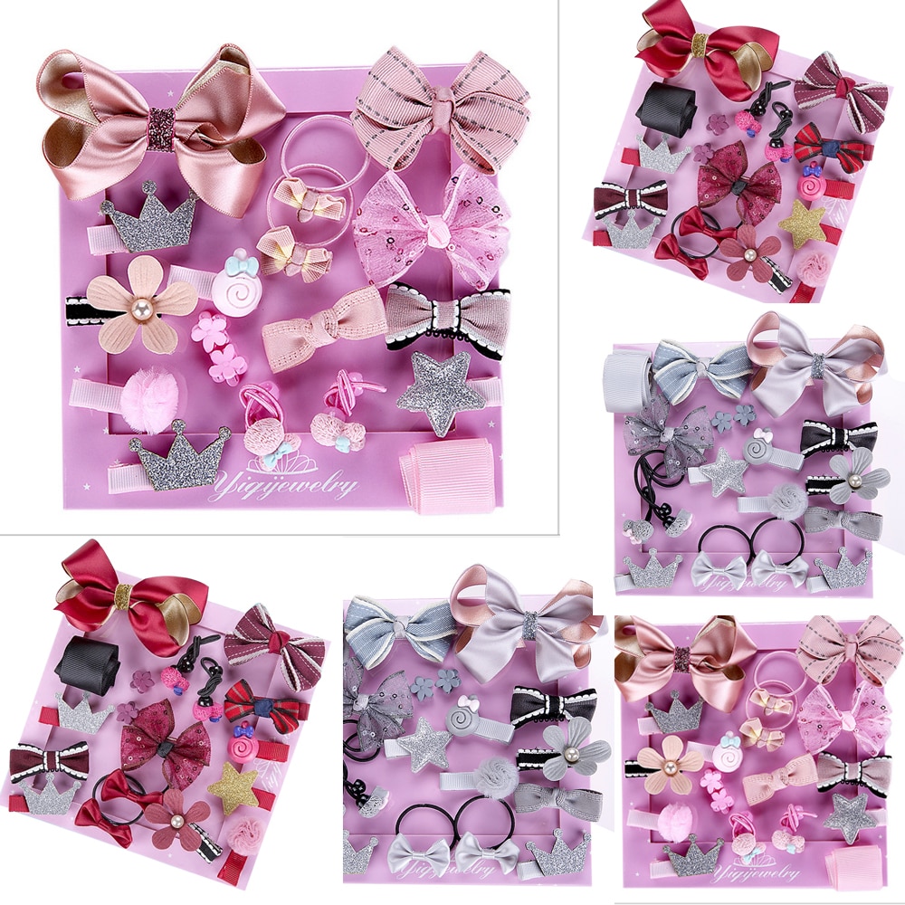Nouvellement 18 pièces enfants infantile épingle à cheveux bébé filles nœud papillon fleur Motifs pince à cheveux ensemble