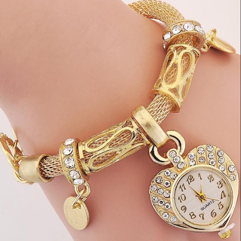 Elegante Dames Roestvrij Stalen Armband Horloge Vrouwen Luxe Diamant Liefde Hart Vorm Wijzerplaat Quartz Horloges Relogio Reloj