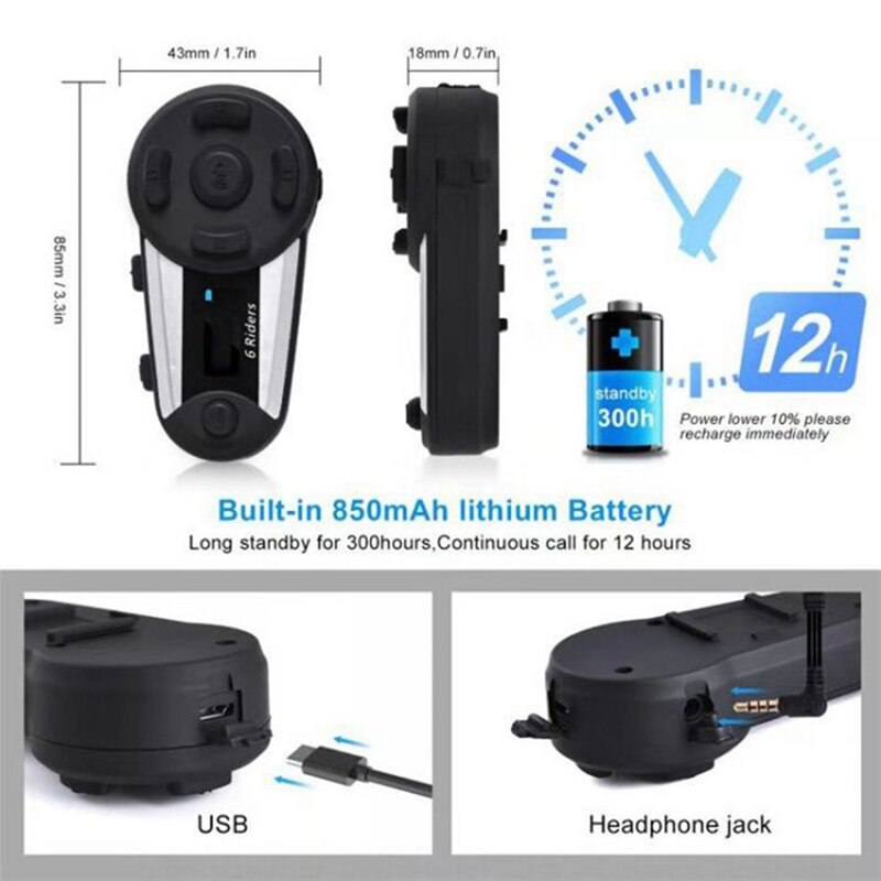 USB Charging Cable For FODSPORTS/BTI V6-1200 & V4-1200 Motorcycle Bluetooth Intercom