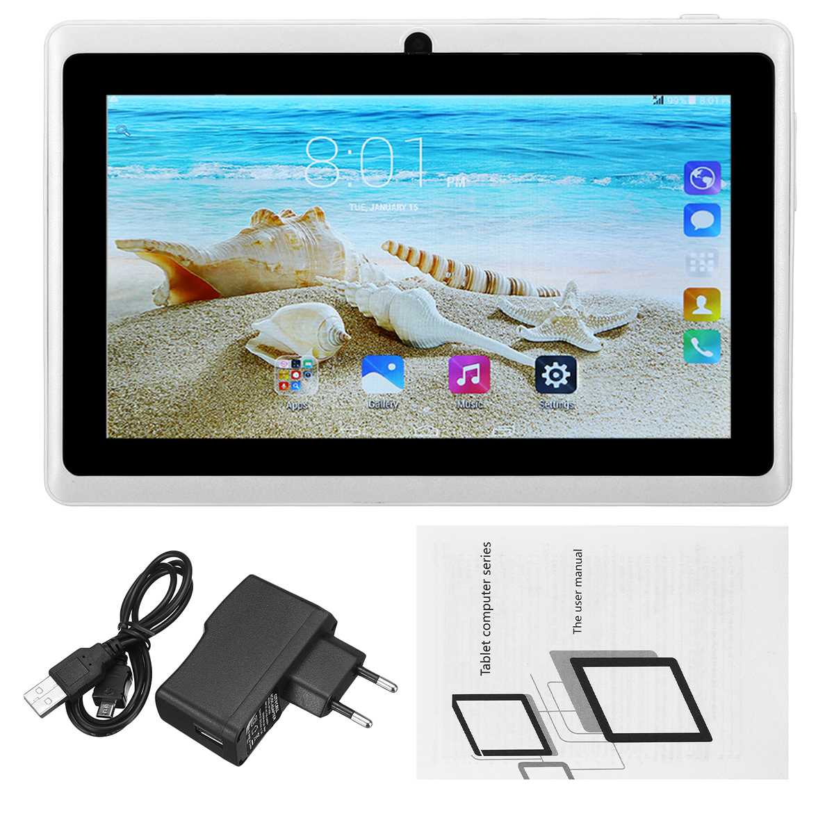 Hight Digital Tablets 7 inch HD 1080x600 2+16g quad-core Processor Android 8.0 dual cameras With 4000mAh: White