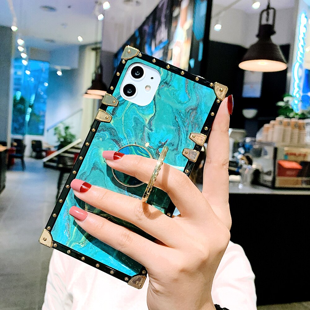 Coque Für Xiaomi Mi9 Redmi7 Note7 Fällen Sexy Rote Lippen Bling Strass Ring Stehen Platz Fall Für Redmi7 Note7 Mi9 abdeckung: For Redmi 7 / Blue With Stand