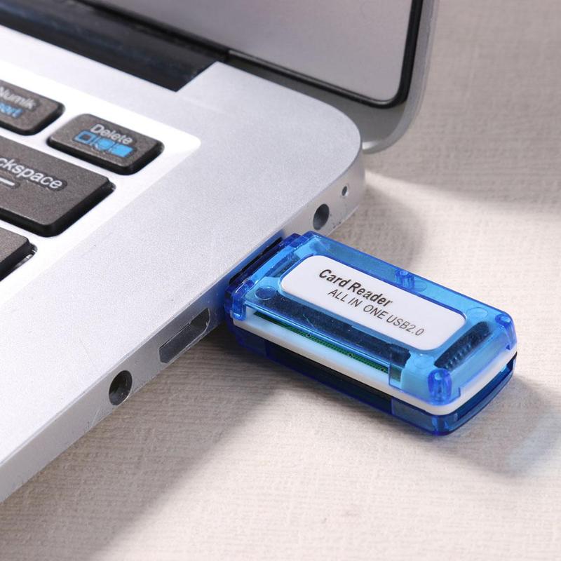 ALLOYSEED Portable 4 in 1 Memory Card Reader Multi Card Reader USB 2.0 All in One Cardreader for Micro SD TF MS Micro M2