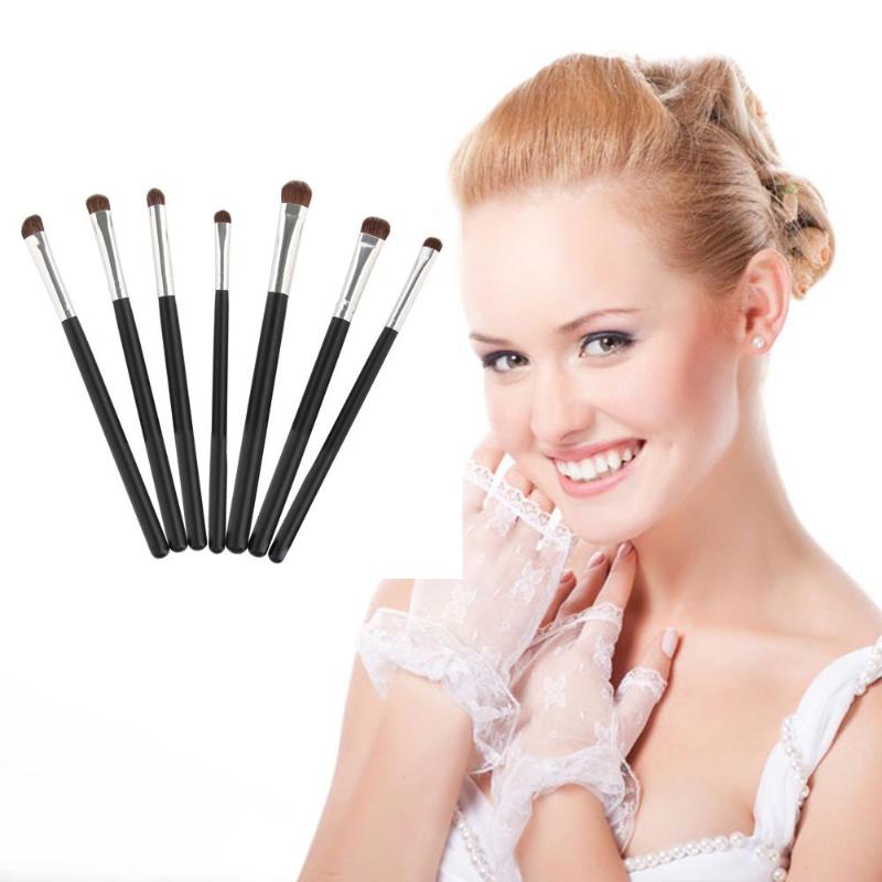 7Pcs Natuurlijk Haar Eye Make-Up Kwasten Set Oogschaduw Shadow Borstels Make-Up Tool Shader Mengen Professionele Make Up Kwasten Set