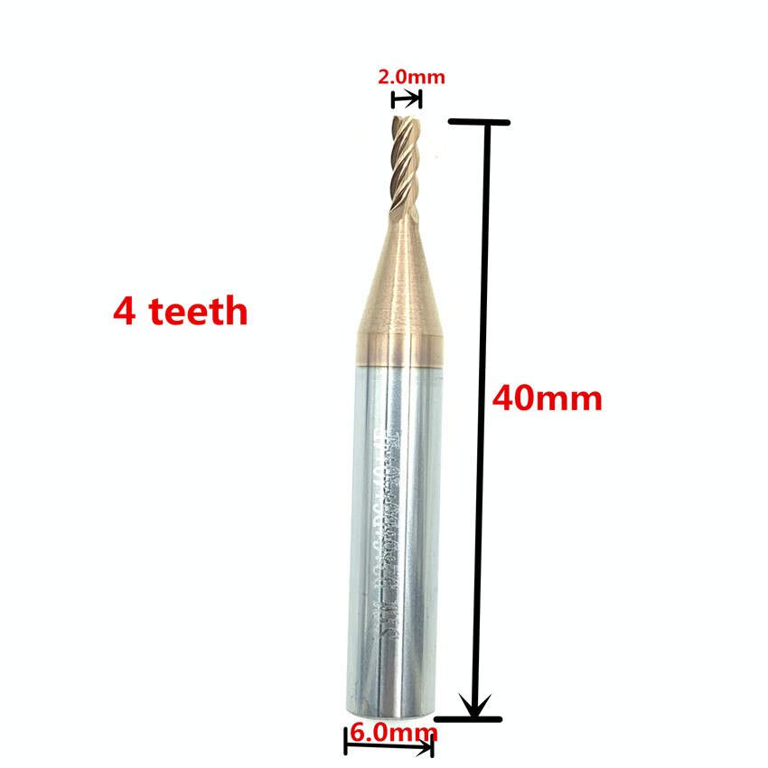 Carbide End Milling Cutter And HSS Tracer Point (Probe) For KUKAI Alpha Key Cutting Machines: 4 teeth 2.0mm cutter