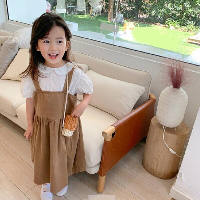 Blusa de encaje blanca para niñas, camisa de manga corta con farol para bebés, Verano