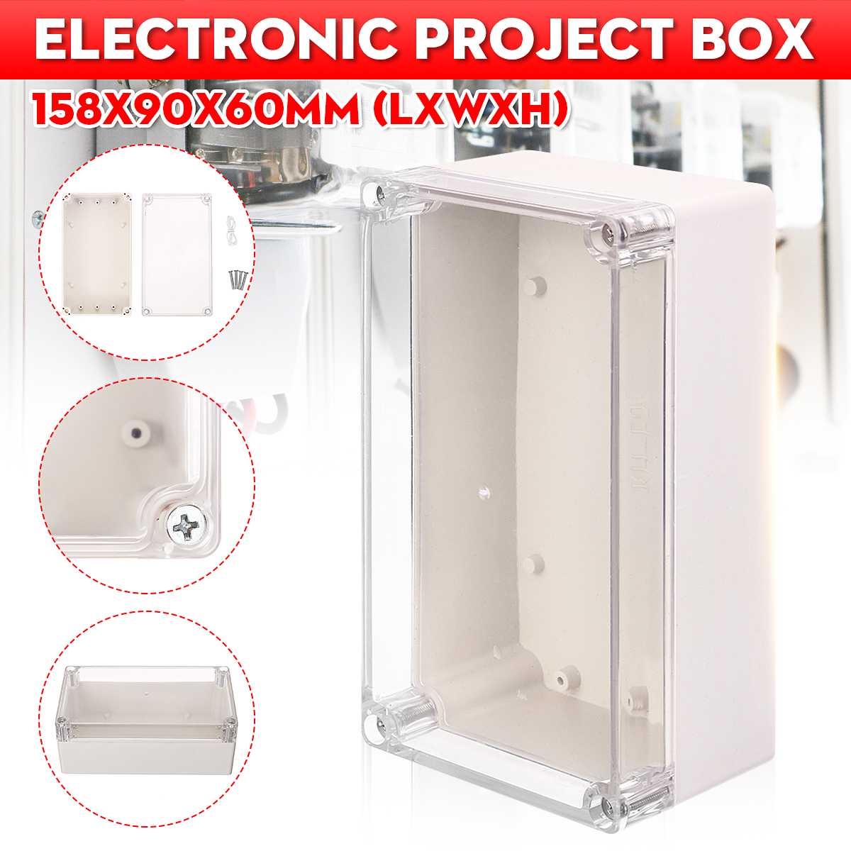 6 Size Waterproof Plastic Enclosure Box Electronic Project Instrument Case Electrical Project Box Outdoor Junction Box Housing: A 158x90x60
