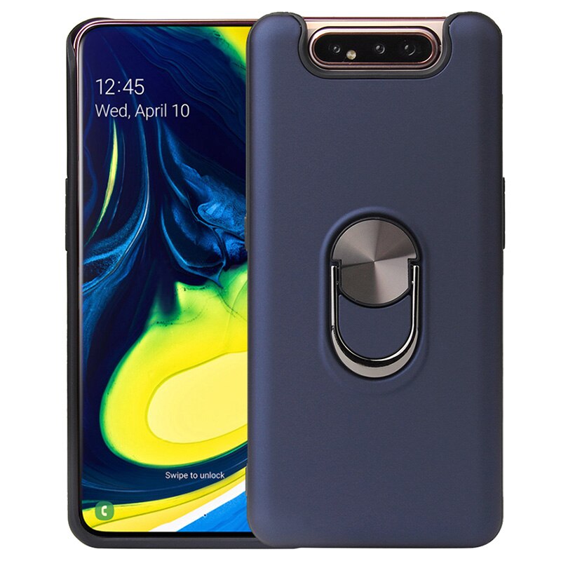 Luksusowe, odporne na wstrząsy etui na telefony do Samsung Galaxy A80 A90 5G przypadku palec pierścień powłoki tylna pokrywa magnes samochodowy wylot powietrza uchwyt Coque: for Samsung A80 / Navy Blue