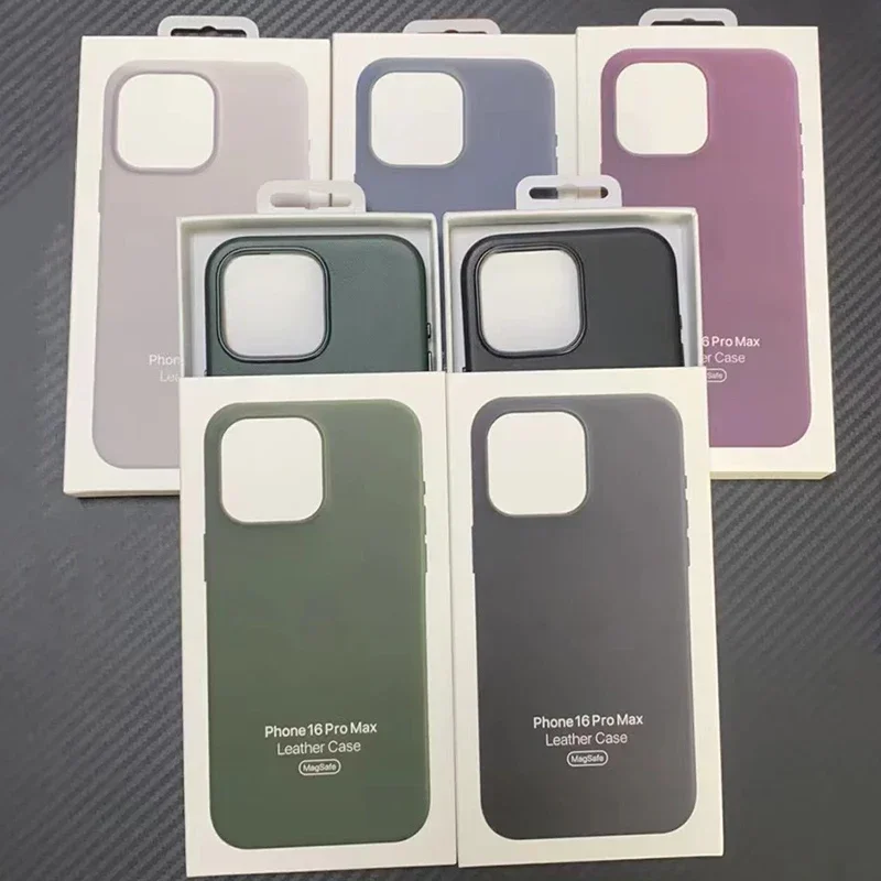 Funda de cuero oficial MagSafe con caja para Apple iPhone 16 Pro Max 16 Plus funda magnética de carga inalámbrica