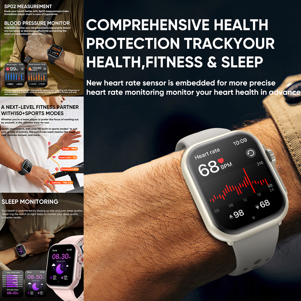 Wytrzymały inteligentny zegarek 1000mAh połączenia Bluetooth mężczyźni kobiety Smartwatch bransoletka zdatność sportowy niestandardowy zegarek twarz 2025 nowość dla Xiaomi