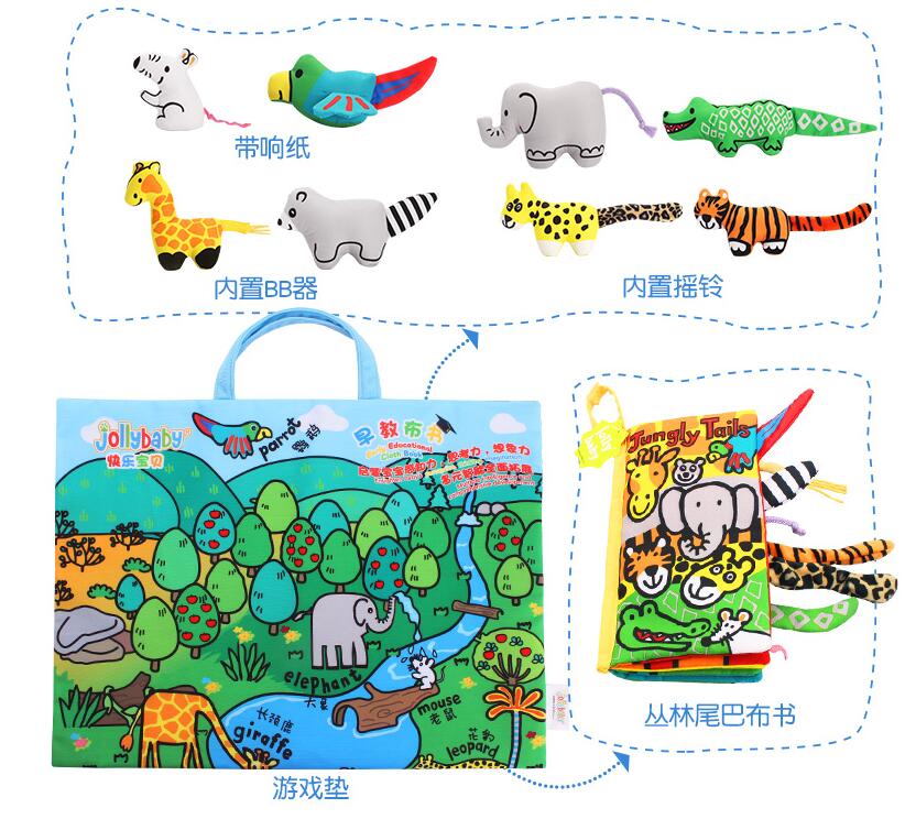 4 styl niemowlę czytanie edukacyjne zabawki szeleszczący dźwięk grzechotka dzwon 3D rozkładanie aktywność historia tkanina książka zagraj w mata dla niemowlęcia 40% taniej: B