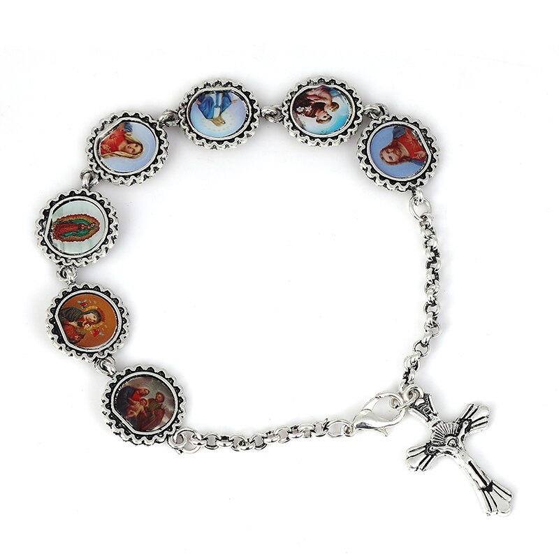 Pulsera de crucifixión del Corazón de Jesús, de Navidad, católico, Virgen María, tendencia