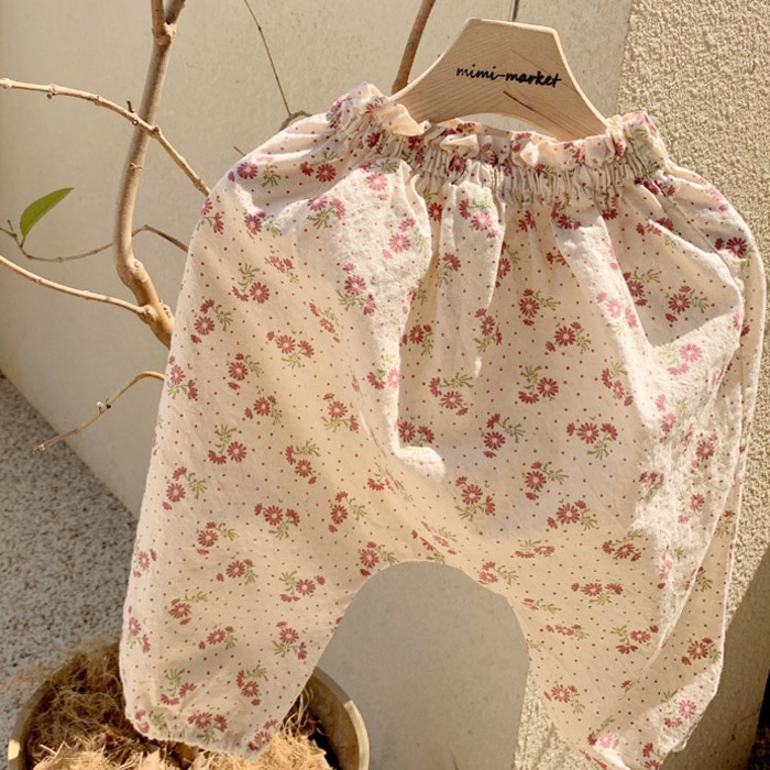 3814 baby sommer blomster tynde bomuldsbukser baby piger bukser høj talje klimaanlæg myg buksebørn tøj bukser