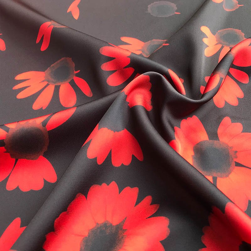 147cm wide printed stretch satin fabric meter brand printed stretch fabric satin dress handmade DIY fabric cloth