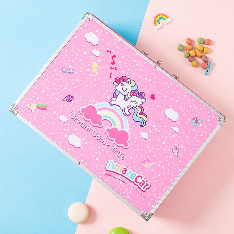 238 PcsCreative Learning stationery artistic drawing sets for kids super mega art set Non-toxic markers: pink