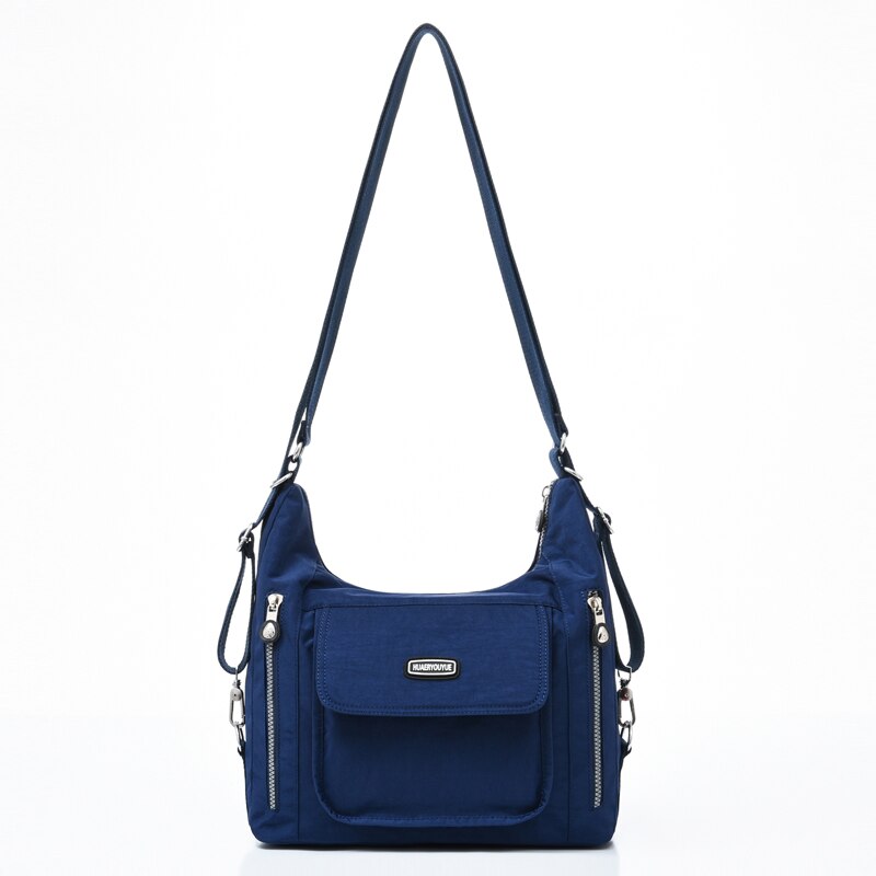 Vrouwen Schoudertas Vrouwen Postman Bag Reistas Multi-Functionele Grote Capaciteit Nylon Crossbody tas Bo: Deep Blue