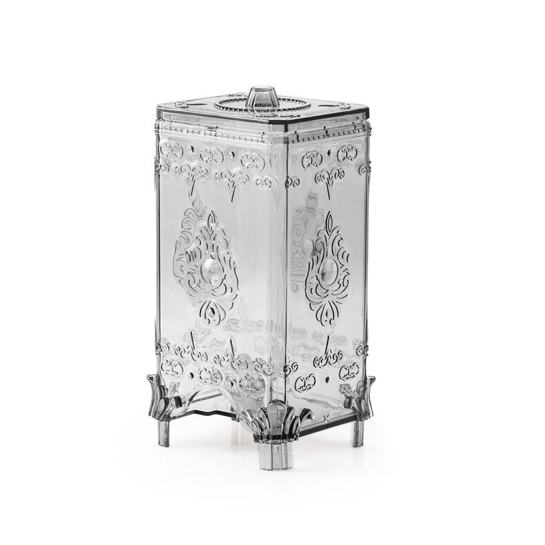 Caja organizadora de maquillaje PS para almacenar algodón de maquillaje en polvo puff Europea organizador de mesa de almacenamiento de maquillaje transparente con tapa: gray