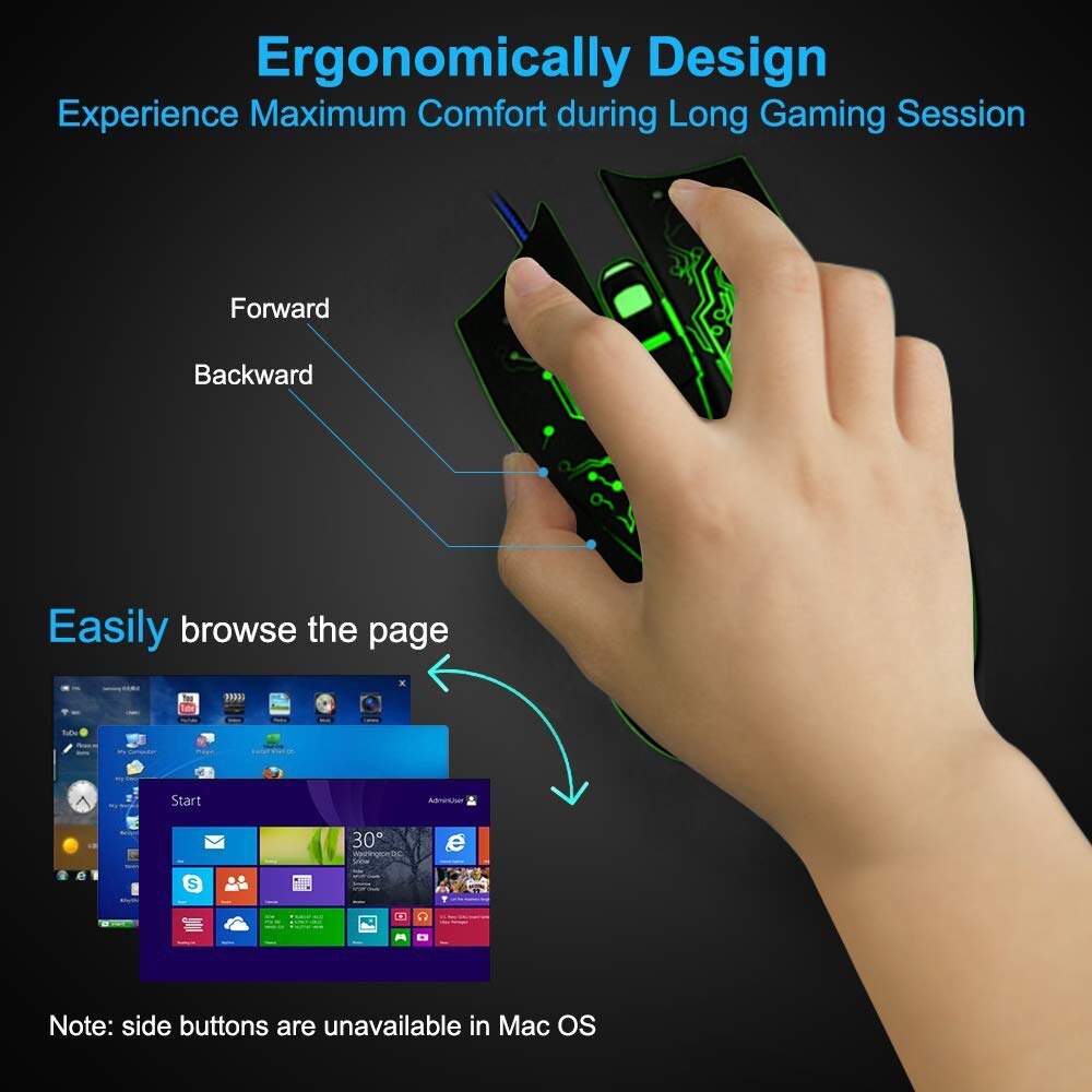 Wired Gaming Mouse RGB Computer Mouse Gamer USB Ergonomic Mause PC Silent Mouse Gaming 7 Button With Cable LED Backlit Game Mice