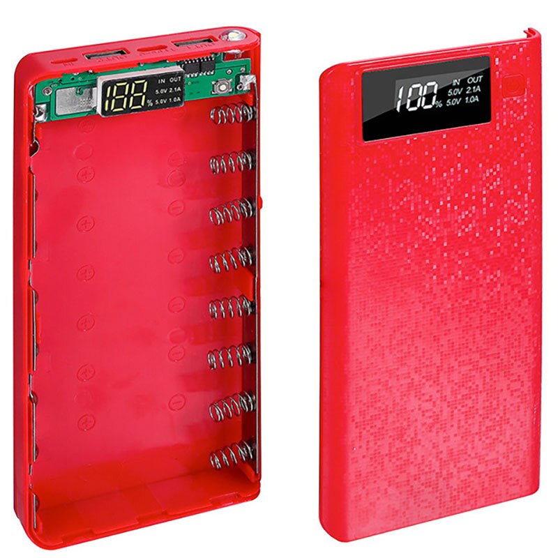 20000 mah diy strömbank fallet 8 x 18650 batteriladdnings förvaringsbox 5v dual usb typ c android mikro usb-gränssnitt för smarta telefoner