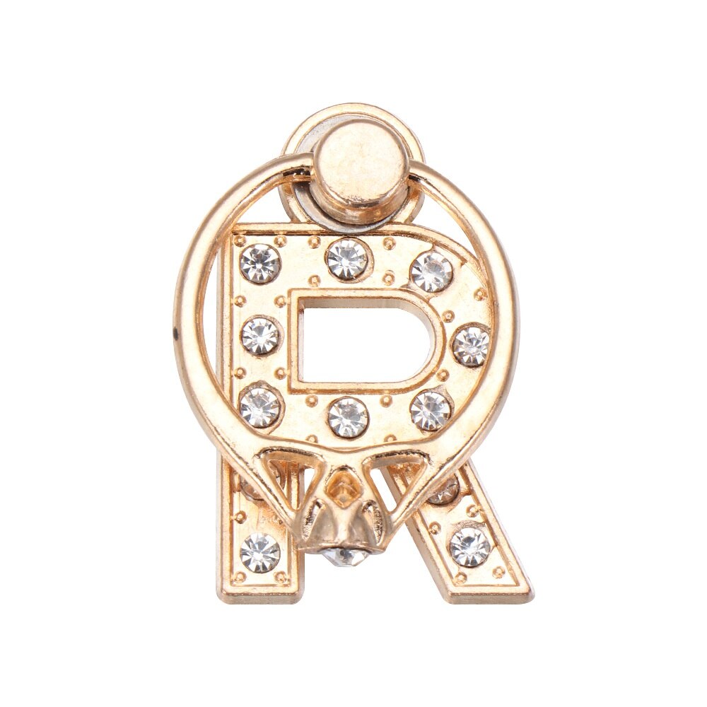 360 Rotation Universal Smartphone A-Z Letter Stand Multi-Function Cell Phone Bracket Alphabet Luxury Diamond Finger Ring Holder: R