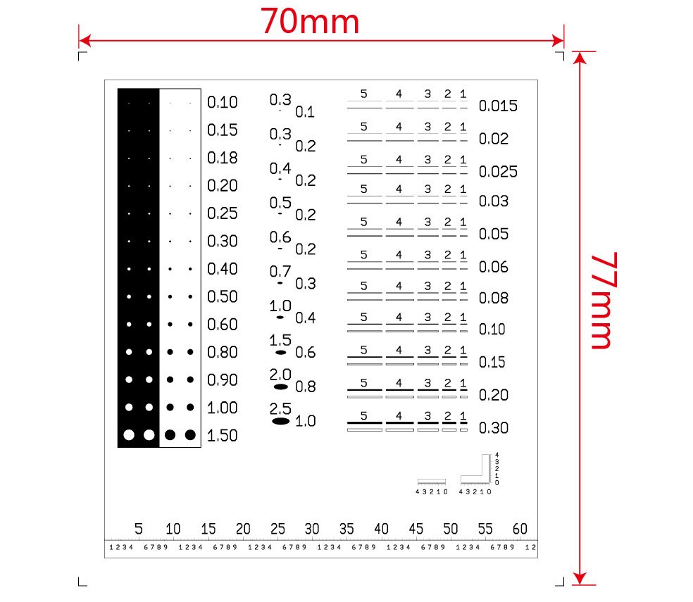 Punt Lijn Gauge Film Zachte Heerser Gebied Stain Vergelijking Kaart Zeer Transparant Huisdier Heerser Voor Fabriek Qc Benchmark Test: 8