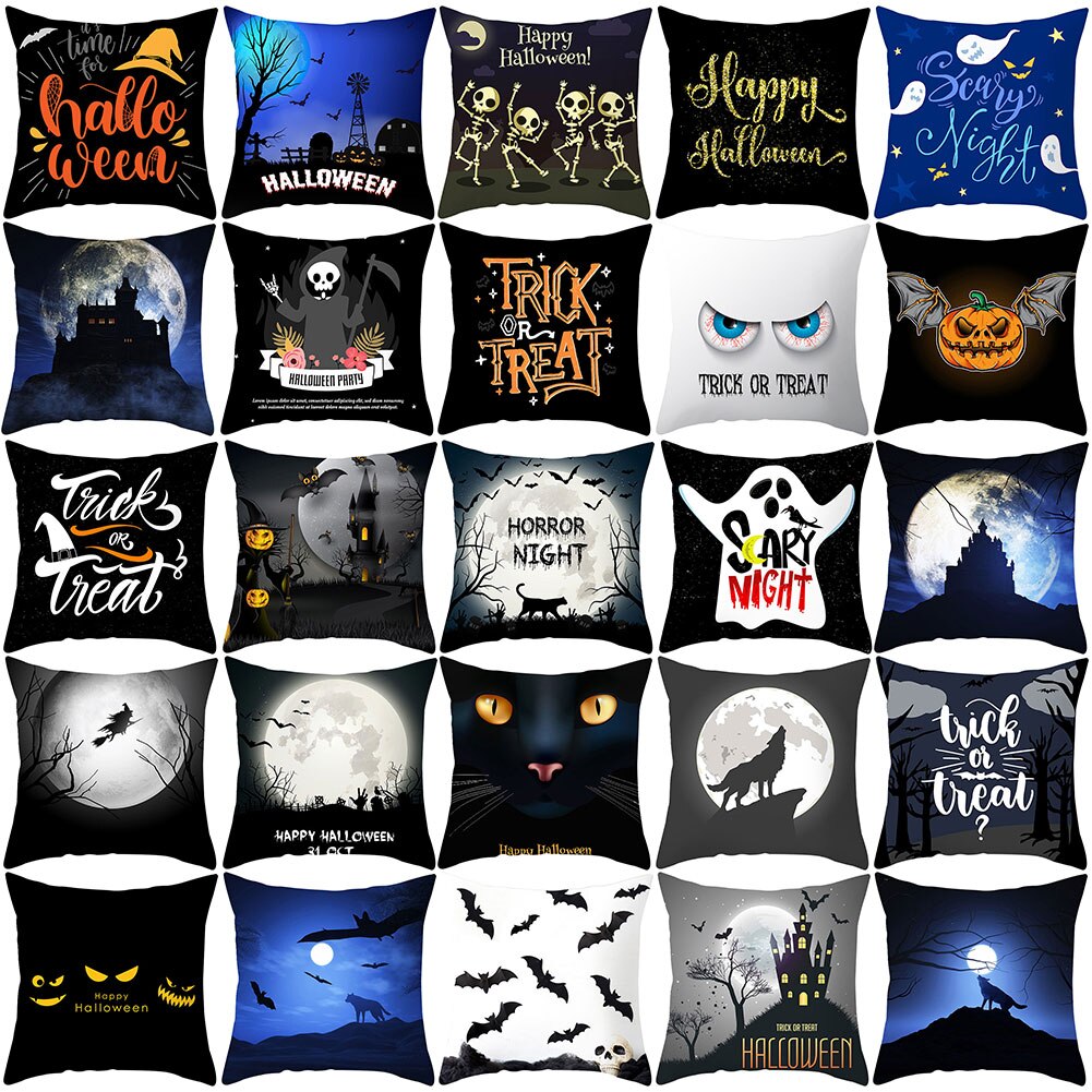 1pc sjove halloween græskar spøgelse flagermus trick or treat pudebetræk pudebetræk stribet geometrisk pudebetræk kussen sofa indretning