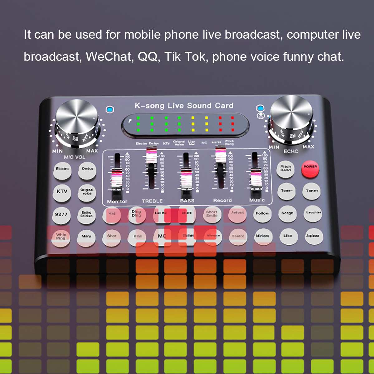 Sound Card Bluetooth Webcast Live Sound Card 18 sound effects Dual-core DSP Microphone Sound Card for Computer Mobile Phone KTV