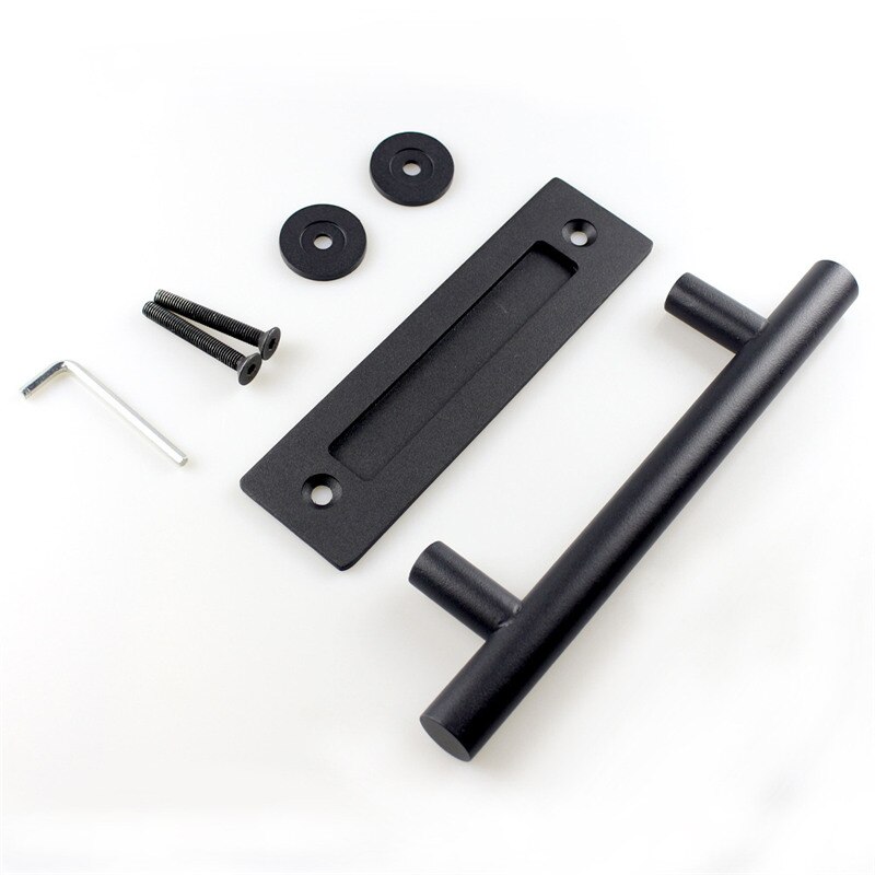 LBA American Barn Door Handle Black Carbon Steel Glass Sliding Push Pull Handles Cabinet Furniture Round Drawer Flush Handle: Default Title