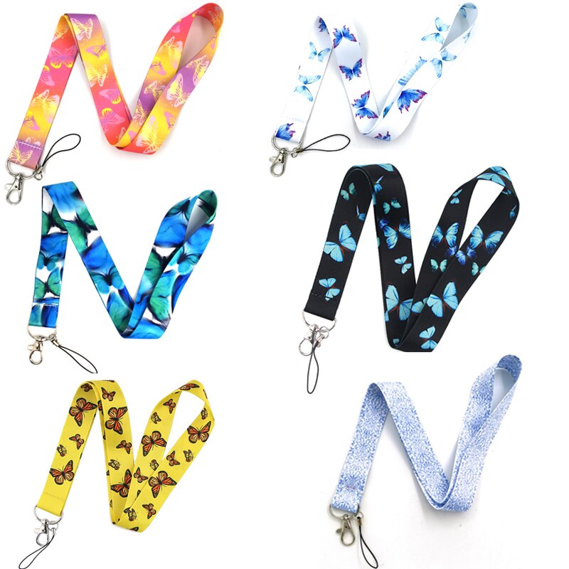 Vlinder Telefoon Bandjes Lanyards Voor Sleutels Id-kaart Badge Holder Sleutelhanger Nekkoord Singels Lint Hang Touw Mobiele Accessoires