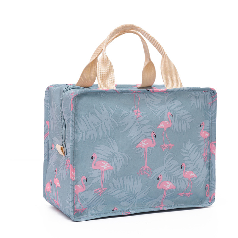 PLEEGA Fresh Insulation Cold Bales Thermal Oxford Lunch Bag Waterproof Convenient Leisure Bag Cute Flamingo Cuctas Tote 1PC: B-Blue flamingo