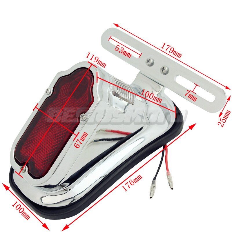 Motorfiets Aluminium Red Tombstone Achterlicht Voor Harley Chopper Bobber Custom Achterspatbord Stop Lamp W/Kentekenplaat Beugel