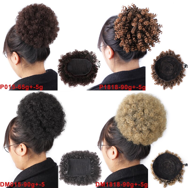 Spring sunshine – queue de cheval bouffante, cheveux synthétiques Afro bouclés, chignon haut avec cordon de serrage, queue de cheval Afro courte, 1 pièce/paquet