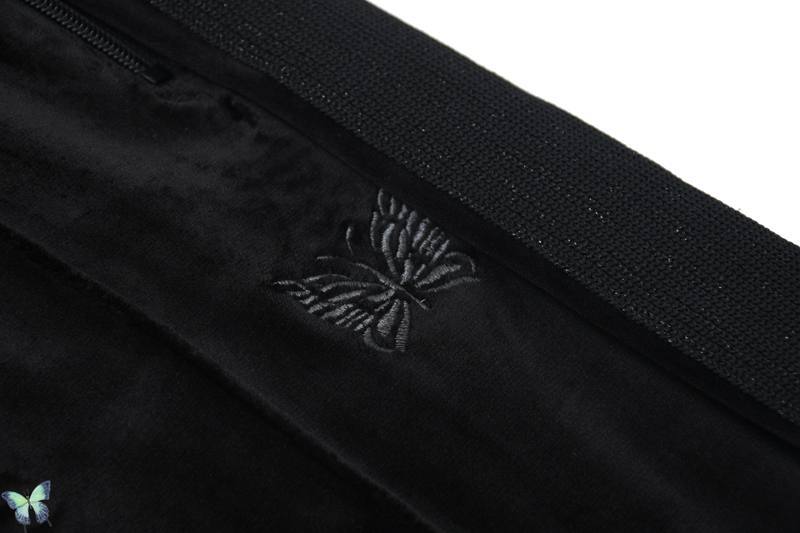 Naalden Borduren Vlinder Broek Alle-Zwart Zwaar Fluwelen Broek Sport Casual Gestreepte Mannen Vrouwen Losse Joggingbroek