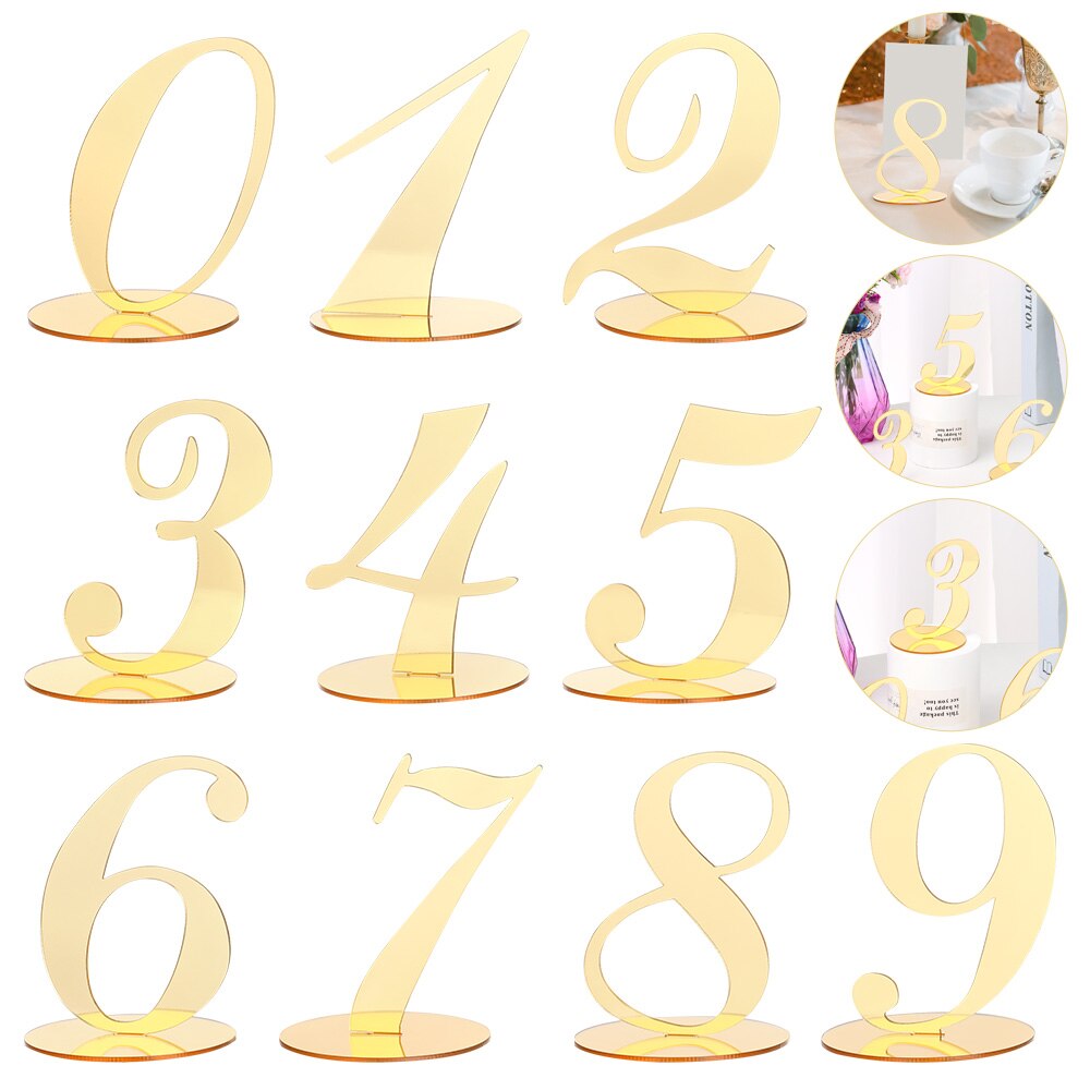 1pc Acrylic Table Numbers DIY Romantic Gold Table Sign Seat Card For Wedding Birthday Party Decoration