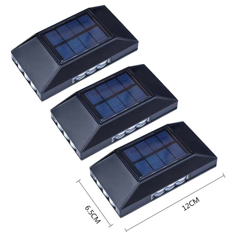 1/3pcs 12 LED Solar Wall Lamp Outdoor Waterproof Four Sides Glowing Light Staircase Villa Balcony Lighting Solar Wall Lights: RGB