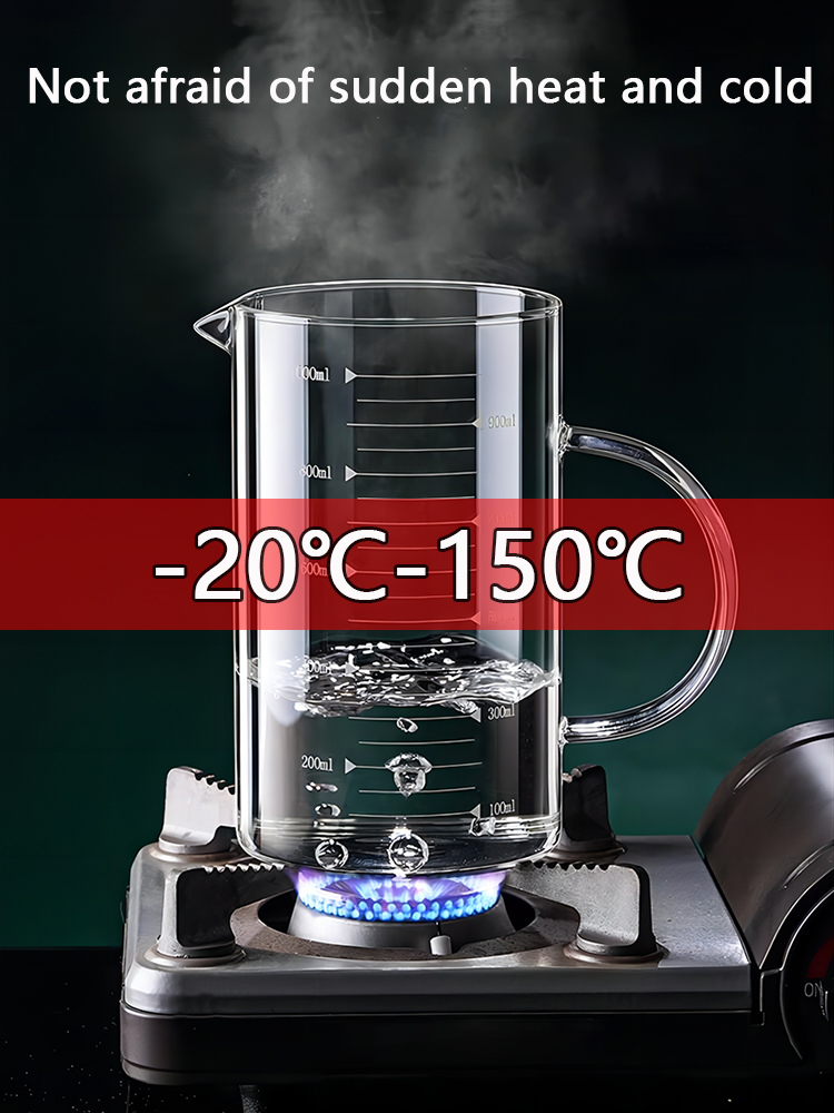 1pcs Glazen Maatbeker Met Handvat hittebestendig Laboratorium Beker Keuken Melk Koffie Maatbeker 250/350/500/1000ml