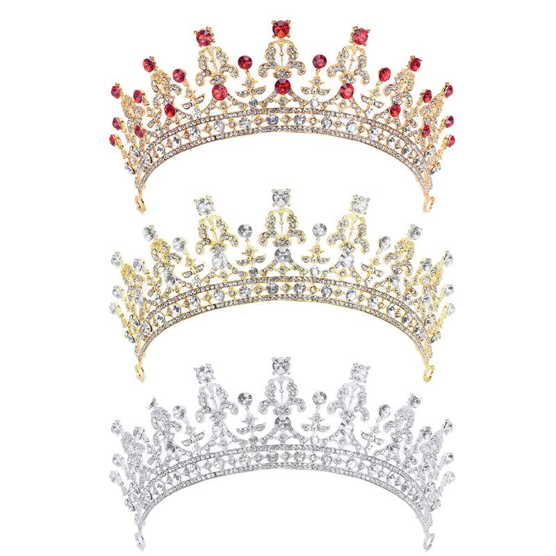 Women Girls Crystal Rhinestone Princess Tiara Headband Pageant Quinceanera Prom Bridal Wedding Crown Headwear Hair Accessories