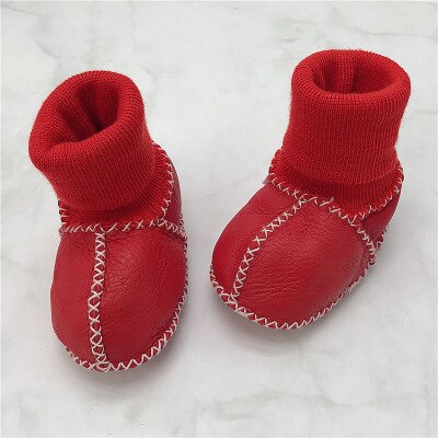 Chaussures bébé bottes nourrissons chaussures d'hiver chaudes fourrure laine filles chaussons bébé peau de mouton chaussures bébé garçon: Rouge / 1