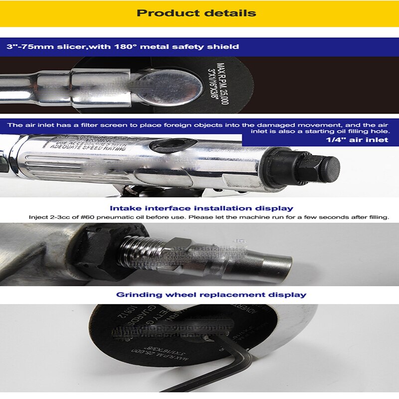 Pneumatic Cutting Machine WX-813 Pneumatic Cutting Tool Long Cutting Machine Grinding and Polishing Machine Grinder