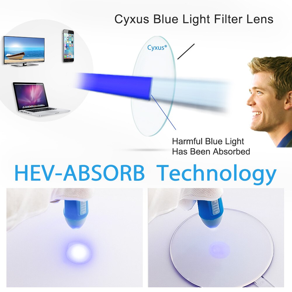 Cyxus, gafas de ordenador antiluz azul para bloquear el dolor de cabeza, lentes transparentes para juegos, gafas Unisex (hombres/mujeres) 8302