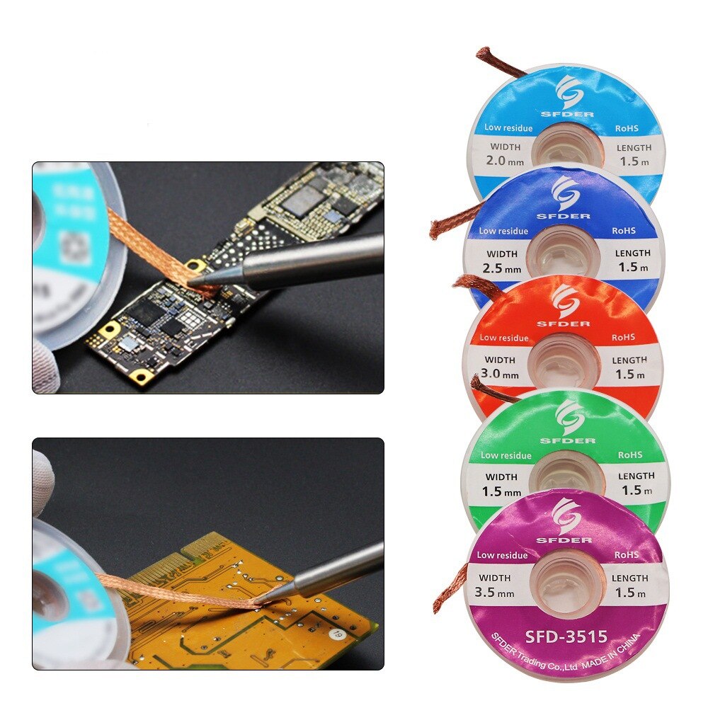 Low residue no-clean tin suction line 1.5mm/ 2.0mm/2.5mm/3.0mm/ 3.5mm tin suction tape