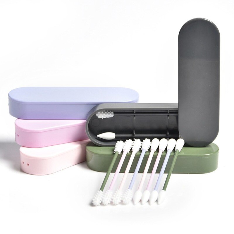 2Pcs/box Reusable Cotton Swab Double-headed Face Ear Cleaning Makeup Cosmetic Removal Washable Portable Silicone Buds Swabs Tool