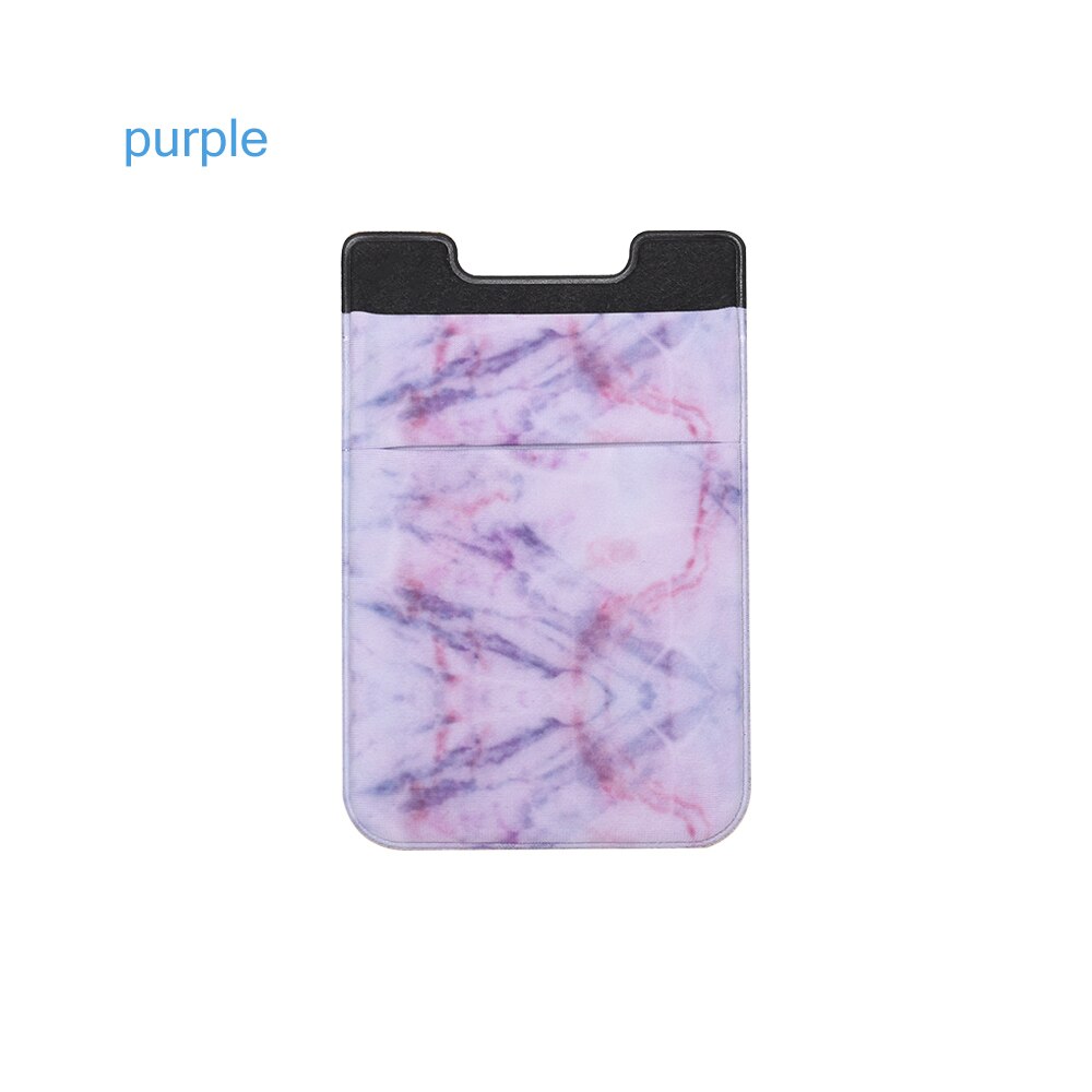 Elastic Mobile Phone Wallet Credit ID Card Holder Adhesive Pocket Sticker Phone Card Holder Accessory: purple