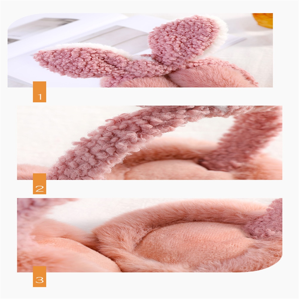 Lovely Winter Warm Bunny Ear Warmers Glitter Ears Plush Earmuffs For Women Playful Girls Ear Muffs Cold Protection Warm