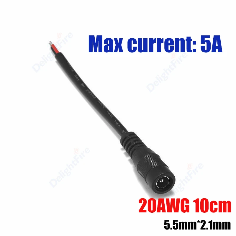 Cable de alimentación CC pelado 22 20 18 AWG macho hembra 12V adaptador conector Pigtail de repuesto para altavoz tira LED cámara CCTV