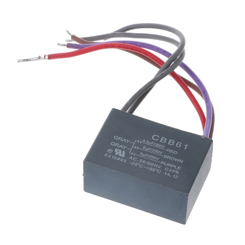 CBB61 Plafond Ventilator Condensator 4.5Uf + 6Uf + 6Uf 5 Draad 250V 5 Speed Startcondensator a0NC