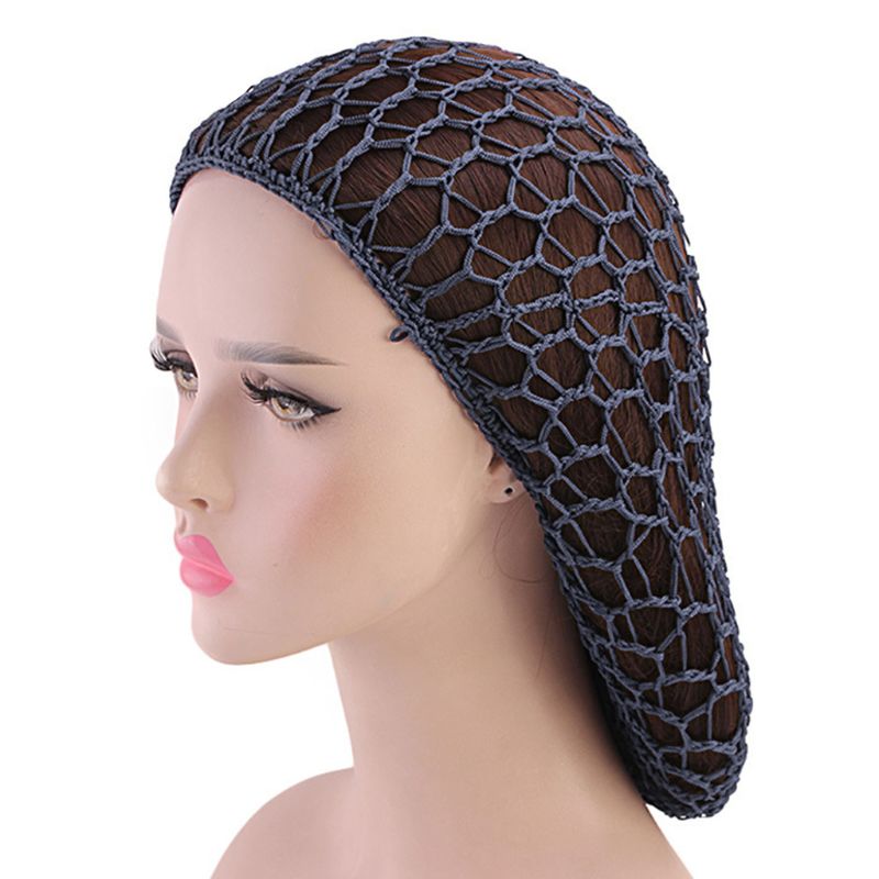 Femmes à la main au crochet filet de cheveux Snood maille Turban nuit dormir chapeau Bonnet couleur unie protection Slouchy Bonnet en tricot