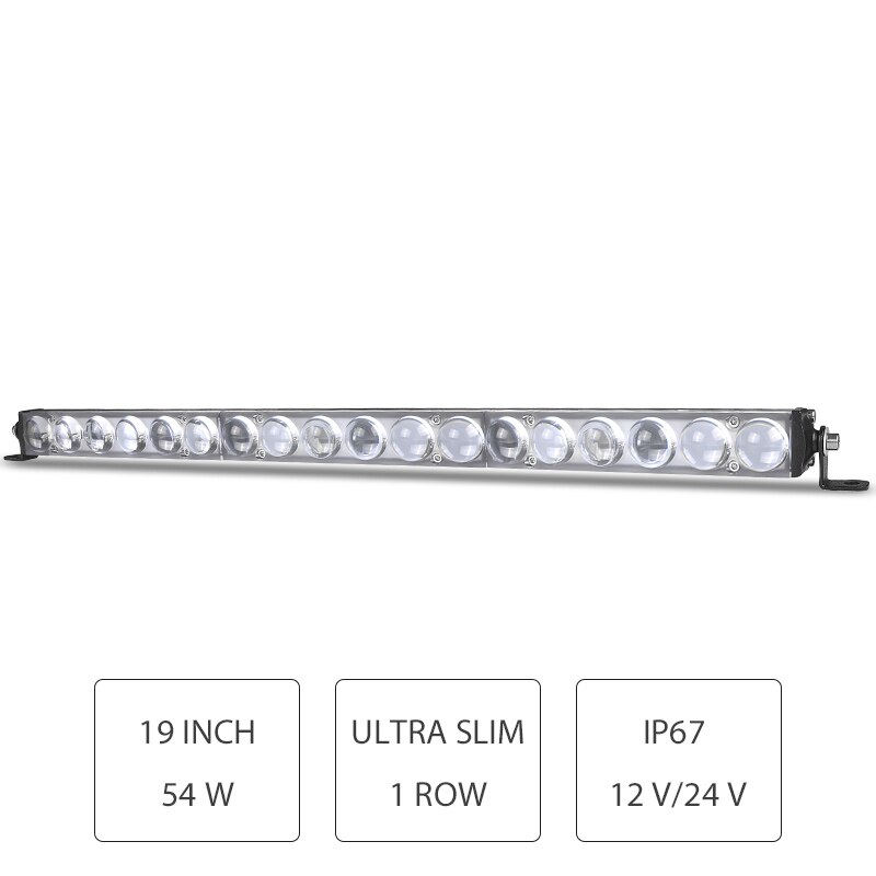 Racbox 7 " 13 " 19 "ultra slim 4d -linser bil led lysstang enkel rad hvit spot beam for offroad 4 x 4 lastebil utv atv suv 12v: 19 tommer