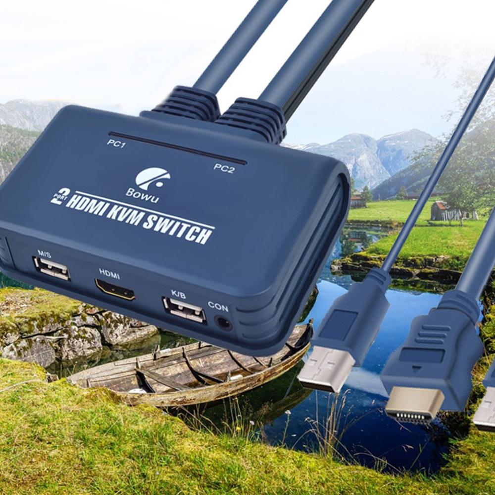 2- port hdmi kvm-switch med kabler usb-port til skærmtastaturmus