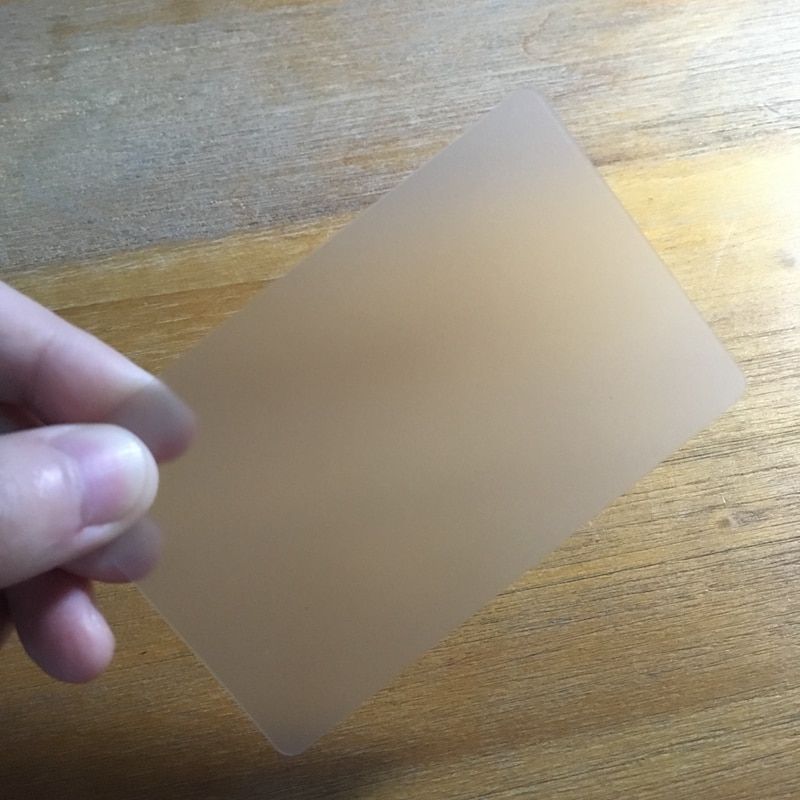 50 stks blank (geen print) Transparante visitekaartje 85.5*54mm matte plastic pvc card printing door jezelf